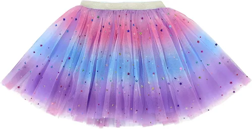 Zando Falda tutú brillante en capas para niñas pequeñas vestido de baile de ballet falda de tul de lentejuelas para niños disfraz de Halloween