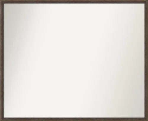 Vista 56 de Amanti Art Brown Bathroom Mirror for Over Sink, 26x37 Custom Made Hardwood Wedge Mocha Rectangle Vanity Mirror, Large Modern Wood Frame, Hangs