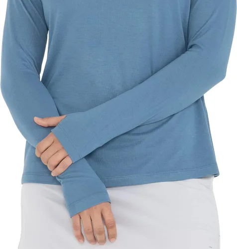 Vista 3 de Free Fly Camisa de manga larga de bambú para mujer, de secado rápido, transpirable, con protección solar UPF 40+