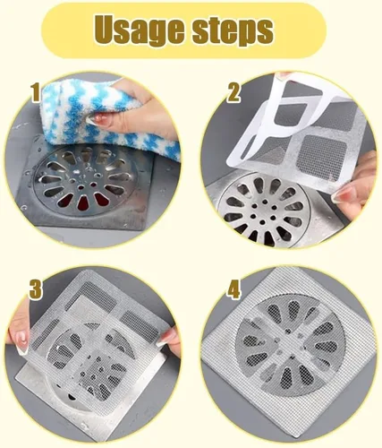 Vista 7 de Actualizar Adhesivos Desechables para Drenaje de Pelo, Cubierta Desechable para Drenaje de Ducha, Atrapapelos para Drenaje de Baño, Protector