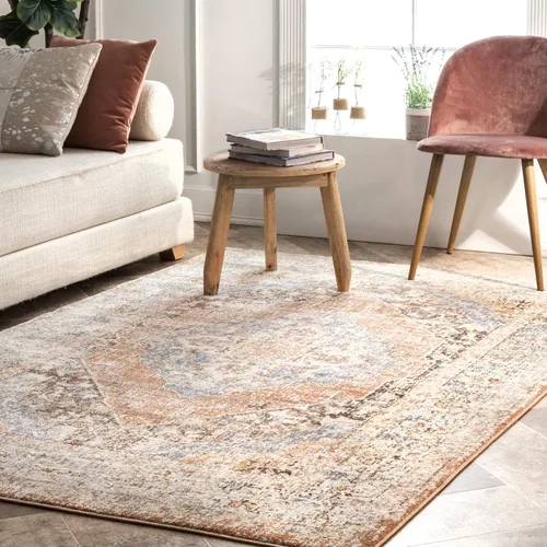 nuLOOM Vintage Kate Medallion - Alfombra de área, 4 x 6 pies, color beige