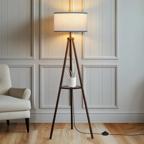 Vista 13 de EOEYYOYB Lámpara de pie con 3 modos de luz ajustables: lámpara de pie con trípode de madera, moderna lámpara de pie LED con brillo regulable