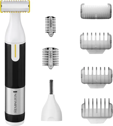 Remington Omniblade - Afeitadora facial y corporal para hombres, 100% impermeable, recargable con cabeza extraíble, hoja principal de 1.378 in + 7