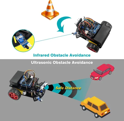 Vista 8 de Hosyond Kit de coche robot inteligente, coche de control remoto 2WD compatible con Arduino IDE con Tutorail