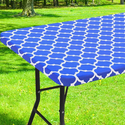 Vista 33 de Smiry Mantel cuadrado para mesa de pícnic, manteles de camping impermeables elásticos ajustables, protector de mantel de vinilo con respaldo de Gris