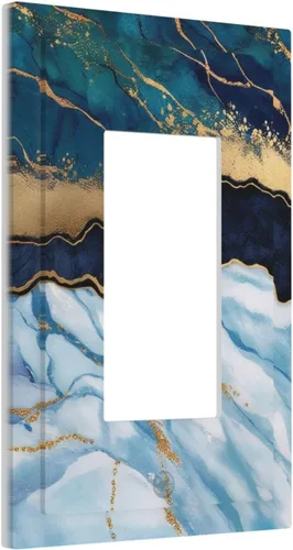 Vista 99 de Abstracto de Lujo Azul Dorado con Brillo de Mármol 1 Gang Cubiertas de Tomacorrientes Dúplex Decorativas Cubiertas de Interruptores de Luz Abstracto