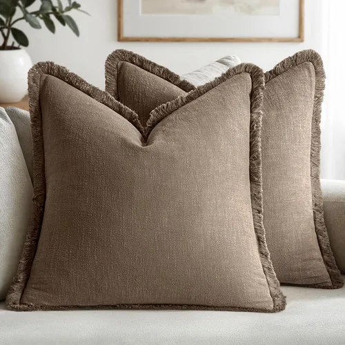 Vista 27 de MIULEE Fundas de almohada decorativas con flecos de lino bohemio beige 16 x