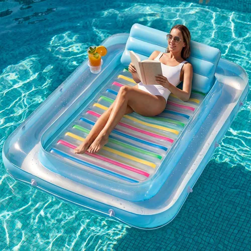 Vista 11 de JAMBO Tanning Pool Lounger Float, Inflatable Sun Tanning Pool Float estilo 2