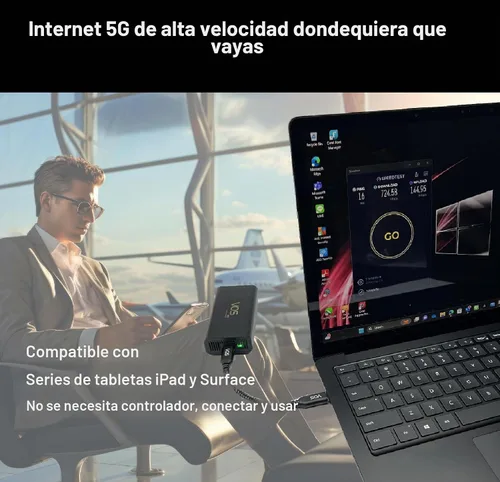 Vista 7 de Tri Cascade VOS 5G - Módem USB, dongle de viaje, compatible con macOS