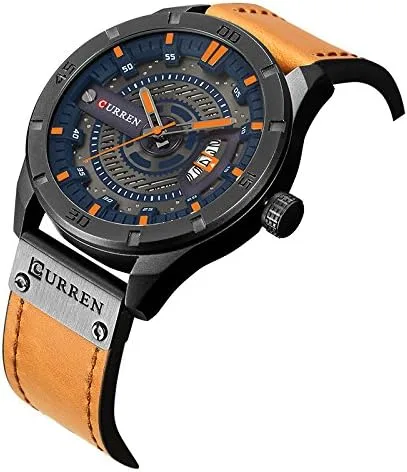 Vista 2 de CURREN Reloj de pulsera para hombre con correa de cuero impermeable para hombre