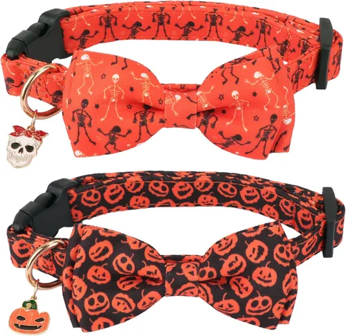 Vista 11 de ADOGGYGO Collares de Navidad para Perros con Corbatín, Collar Ajustable de Navidad para Mascotas con Corbatín Rojo Verde, Collares de Navidad