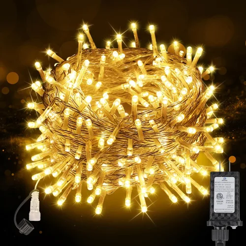 Guirnalda de luces de Navidad de 70 pies con 200 luces LED enchufables, para interiores y exteriores, conectables, luces centelleantes de hadas con