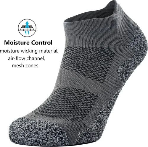 Vista 10 de CWVLC - Calcetines deportivos, hasta el tobillo, de compresión, acolchados, unisex, paquete variado 3 pares negro