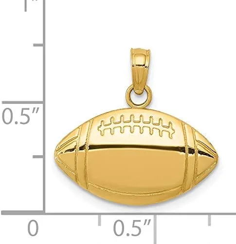 Vista 4 de Solid 14k Yellow Gold Football Charm - 13mm