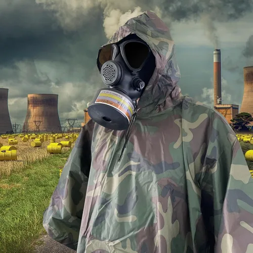 Vista 3 de Poncho nuclear militar M15 V.2, poncho táctico del ejército para la protección de CBRN
