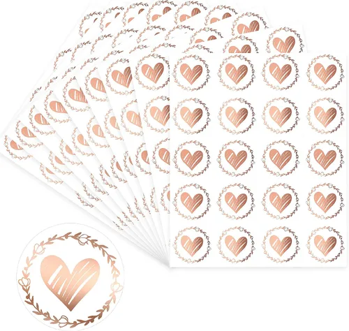 Vista 9 de Zonon - 500 sellos transparentes de corazón, calcomanías de corazón de boda Negro