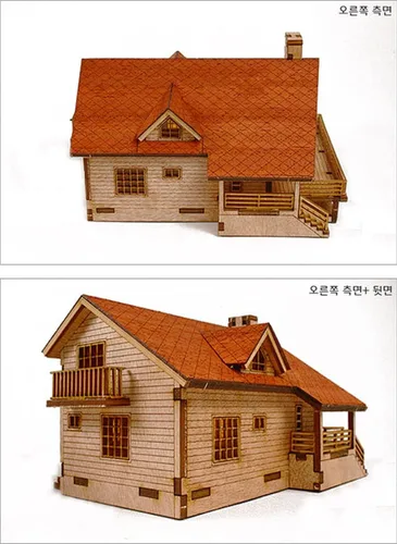 Vista 5 de Kit de Modelo de Madera de Escritorio Casa de Jardín A con una Gran Terraza de YOUNGMODELER por Young Modeler