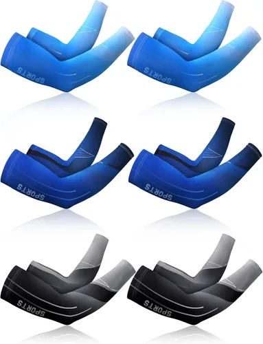 Newcotte 6 pares de mangas de protección solar UV mangas deportivas refrescantes antideslizantes calentadores de brazos de seda de hielo fundas de