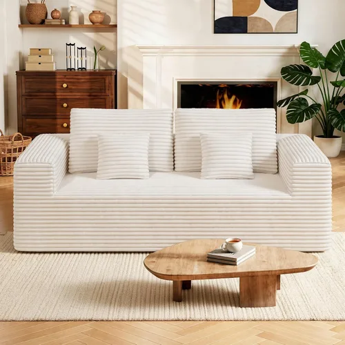 Vista 21 de Luxanimarion sofá biplaza moderno de nube de 80 pulgadas, sin necesidad de montaje, asiento profundo y cómodo, incluye 2 cojines para sala de estar