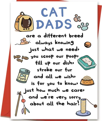 YiKaLus Divertida tarjeta para el día del padre, gran regalo para el día del padre de parte de un gato Cat Dad