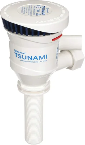 Vista 9 de Attwood 4640-7 Tsunami T500 Bomba aireadora, 500 GPH, 12 voltios, entrada de 3 ½ pulgadas de largo, salida roscada de ¾ pulgadas de diámetro, cable