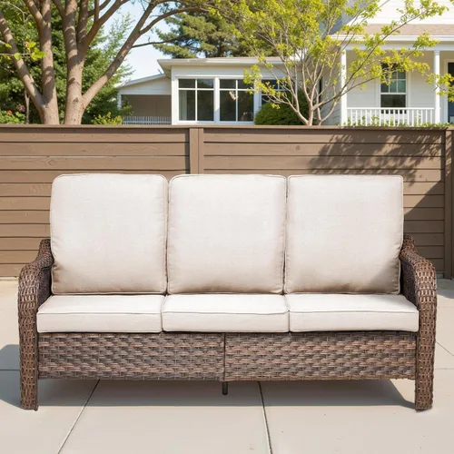 Sofá al aire libre Muebles de patio Sofá de 3 plazas Muebles de Beige