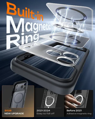 Vista 364 de TOCOL Funda para iPhone 11, compatible con Magsafe, protección completa de cámara, imanes integrados, protección contra caídas, funda translúcida