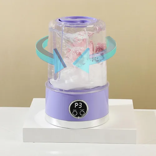 Vista 3 de PANGBOER Recargable pequeña lavadora de ropa interior Augmenter Rotación Tecnología 4000mAh Batería Doble Lavado Modos Impermeable Plan Co