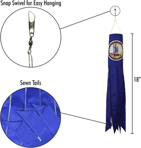 Vista 3 de In the Breeze 5110 Virginia State Flag Windsock, 18 pulgadas