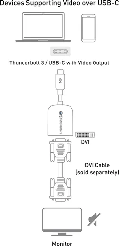 Vista 6 de Cable Matters Adaptador USB C a DVI (adaptador USB-C a DVI) en negro - Thunderbolt 4 / USB4 / Thunderbolt 3 Puerto compatible con MacBook Pro, Dell