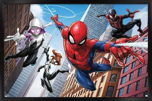 Vista 7 de Trends International Marvel Comics - Póster de pared de Spider-Man - Web Heroes, 14.725 x 22.375 pulgadas, versión enmarcada de madera de granero